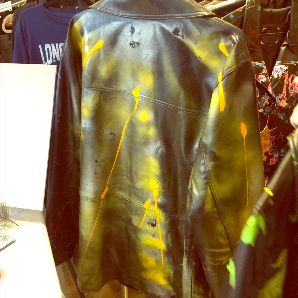 One of a kind hand painted jacket by artist GEMA